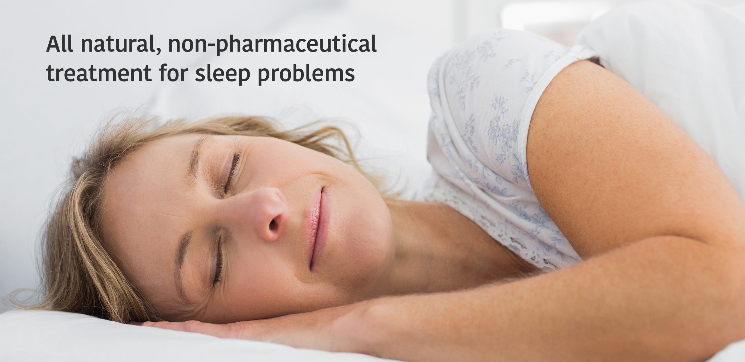 all natural, non-pharmaceutical treatment for sleep problems, woman sleeping in bed